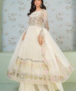 Luxury Formal Off-White Embroidered Organza Outfit Mbsf-Ea2416Ow 10 Sfea2416Whtf Imanistudio.com