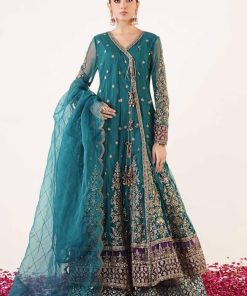 Luxury Formal Teal Blue Embroidered Net Outfit MBSF-EA2403TB