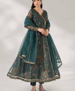 Luxury Pret Dark Green Printed &Amp; Embroidered Poly Cotton Suit Mbdw-Pf2404Dg 10 Dw Pf2404Greene Imanistudio.com