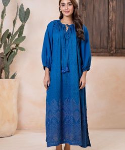 1 Pcs Royal Blue Dobby Lawn Embroidered Tunic MB-EA2447RB