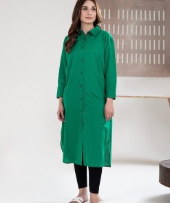 1 Pcs Green Cambric Cotton Shirt MB-EA2467GR