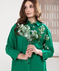 1 Pcs Green Cambric Cotton Shirt Mb-Ea2467Gr 9 Mb Ea2467Greenb Imanistudio.com