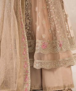 Luxury Formal Beige Embroidered Bomber Chiffon Outfit Mbpf-Pf2401Bg 13 Sfpf2401Baigec Imanistudio.com