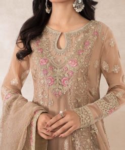 Luxury Formal Beige Embroidered Bomber Chiffon Outfit Mbpf-Pf2401Bg 10 Sfpf2401Baiged Imanistudio.com
