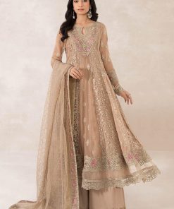 Luxury Formal Beige Embroidered Bomber Chiffon Outfit MBPF-PF2401BG