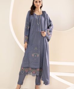 Luxury Pret Blue Ice Embroidered Linen Suit MBDW-AW2465BI
