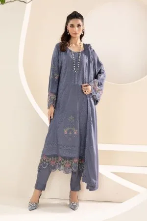 Luxury Pret Blue Ice Embroidered Linen Suit Mbdw-Aw2465Bi