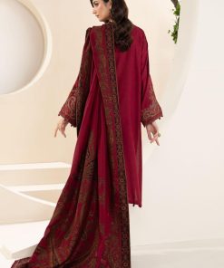 Luxury Pret Deep Red Dobby Linen Embroidered Suit Mbdw-Aw24100Dr 14 Dww24100Maroona Imanistudio.com