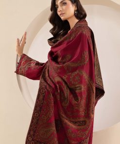 Luxury Pret Deep Red Dobby Linen Embroidered Suit Mbdw-Aw24100Dr 11 Dww24100Maroond Imanistudio.com