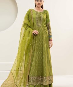 Luxury Pret Green Olive Linen Embroidered Suit MBDW-AW25101GN