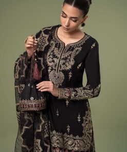 Luxury Formal Black Linen Embroidered Suit Mbsf-Aw24105Bb 10 Dww24105Blackc Imanistudio.com