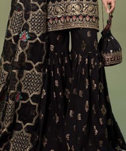 Luxury Formal Black Linen Embroidered Suit Mbsf-Aw24105Bb 11 Dww24105Blackd Imanistudio.com