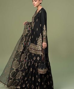 Luxury Formal Black Linen Embroidered Suit Mbsf-Aw24105Bb 8 Dww24105Blackf Imanistudio.com