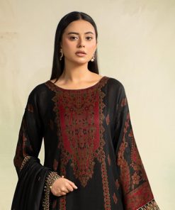 Luxury Pret Black Woven Khadi Suit Mbdw-Aw24107Bm 10 Dww24107Black Imanistudio.com