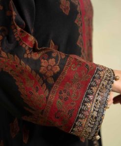 Luxury Pret Black Woven Khadi Suit Mbdw-Aw24107Bm 12 Dww24107Blackc Imanistudio.com