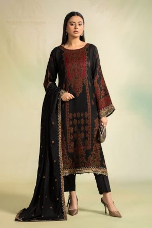 Luxury Pret Black Woven Khadi Suit Mbdw-Aw24107Bm