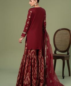 Luxury Formal Maroon Linen Embroidered Suit Mbsf-Aw2425Mn 12 Dww2425Reda Imanistudio.com
