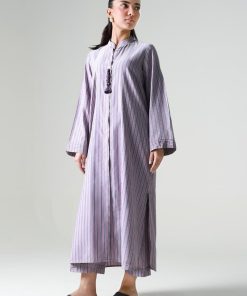 2Pcs Lilac/Grey Stripe Yarn Dyed Co-Ord Set MB-WS24101LG
