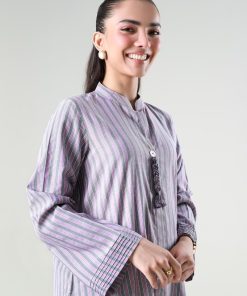2Pcs Lilac/Grey Stripe Yarn Dyed Co-Ord Set Mb-Ws24101Lg 15 Mb Ws24 101Lilacd Imanistudio.com