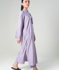 2Pcs Lilac/Grey Stripe Yarn Dyed Co-Ord Set Mb-Ws24101Lg 10 Mb Ws24 101Lilach Imanistudio.com