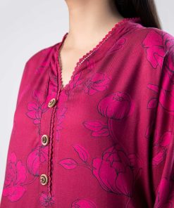 1 Pcs Fucsia Pink Printed Twill Shirt Mb-Ws2443Fp 14 Mb Ws24 43Fuchsiac Imanistudio.com