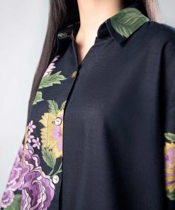 1 Pcs Black Printed Slub Khaddar Shirt Mb-Ws2446Bk 12 Mb Ws24 46Blackc Imanistudio.com