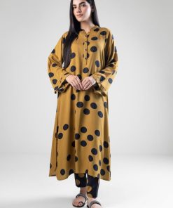 2 Pcs Mustard Printed Herringbone Co-Ord Set MB-WS2449MB