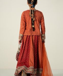 Mariab Rustic Orange Printed Linen Skirt Suit Mbkd-Aw2420Ro 16 Mkd W2420Orangea Imanistudio.com