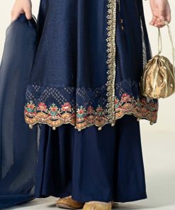 Mariab Dark Blue Embroidered Paper Cotton Suit Mbkd-Aw2422Db 11 Mkd W2422Blued Imanistudio.com