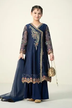 Mariab Dark Blue Embroidered Paper Cotton Suit Mbkd-Aw2422Db