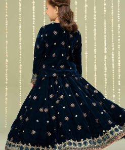 Mariab Teal Blue Embroidered Velvet Skirt Suit Mbks-Aw237Tb 12 Mks W2437Teala Imanistudio.com