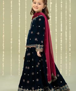 Mariab Teal Blue Embroidered Velvet Skirt Suit Mbks-Aw237Tb 8 Mks W2437Tealf Imanistudio.com