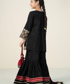 Mariab Kids Black Embroidered Raw Silk Suit Mbks-W2431Br 8 Mksw2431Black.jpga Imanistudio.com