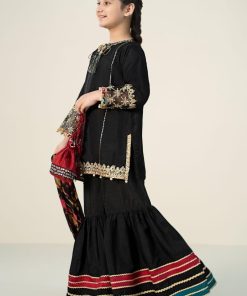 Mariab Kids Black Embroidered Raw Silk Suit Mbks-W2431Br 6 Mksw2431Black.jpgd Imanistudio.com