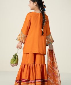 Mariab Kids Orange Embroidered Raw Silk Suit Mbks-W2431Og 14 Mksw2431Orangea Imanistudio.com