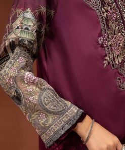 Luxury Formal Plum Printed Pure Charmeuse Silk Suit Mbsf-Pf2404Pm 14 Mps Pf2404C Imanistudio.com