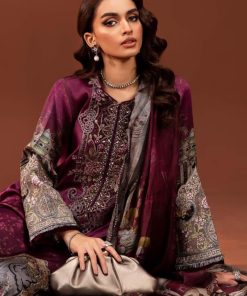 Luxury Formal Plum Printed Pure Charmeuse Silk Suit Mbsf-Pf2404Pm 15 Mps Pf2404E Imanistudio.com