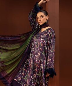 Luxury Formal Nightshade Blue Printed Pure Charmeuse Silk Suit Mbsf-Pf2405Nb 10 Mps Pf2405B Imanistudio.com