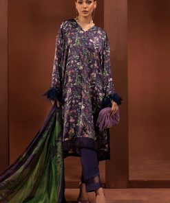 Luxury Formal Nightshade Blue Printed Pure Charmeuse Silk Suit Mbsf-Pf2405Nb 9 Mps Pf2405D Imanistudio.com