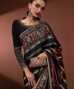 Luxury Formal Black Printed Pure Charmeuse Silk Saree Mbsf-Pf2406Bs 11 Mps Pf2406B Imanistudio.com