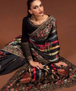 Luxury Formal Black Printed Pure Charmeuse Silk Saree Mbsf-Pf2406Bs 13 Mps Pf2406D Imanistudio.com