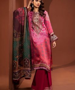Luxury Formal Pink/Maroon Printed Pure Charmeuse Silk Suit Mbsf-Pf2407Pm 11 Mps Pf2407E Imanistudio.com