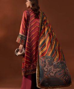Luxury Formal Maroon Printed Pure Charmeuse Silk Suit Mbsf-Pf2408Mn 18 Mps Pf2408A Imanistudio.com