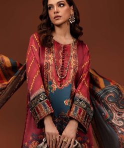 Luxury Formal Maroon Printed Pure Charmeuse Silk Suit Mbsf-Pf2408Mn 13 Mps Pf2408C Imanistudio.com