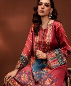 Luxury Formal Maroon Printed Pure Charmeuse Silk Suit Mbsf-Pf2408Mn 15 Mps Pf2408D Imanistudio.com