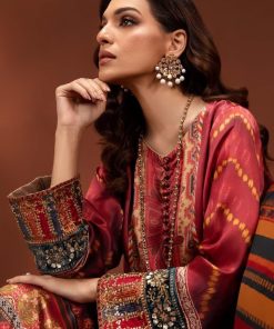 Luxury Formal Maroon Printed Pure Charmeuse Silk Suit Mbsf-Pf2408Mn 14 Mps Pf2408G Imanistudio.com