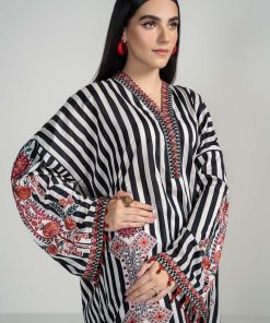 2Pcs Luxury Pret Black/White Cotton Lawn Suit Mbdw-Pf2403Bw 7 Pspf2403Stripeb Imanistudio.com