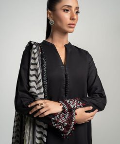 Luxury Pret Black Cotton Lawn Suit Mbdw-Pf2407Bk 9 Pspf2407Blackb Imanistudio.com