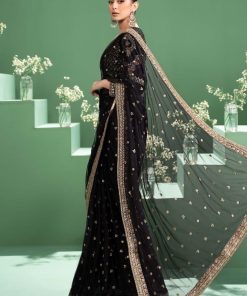 Luxury Formal Black Embroidered Velvet &Amp; Net Saree Mbsf-Aw2411Bk 12 Sf W2411Blackf Imanistudio.com