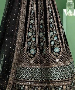 Luxury Formal Black Embroidered Velvet Lehnga Choli Mbsf-Aw2417Bv 9 Sf W2417Blackb Imanistudio.com
